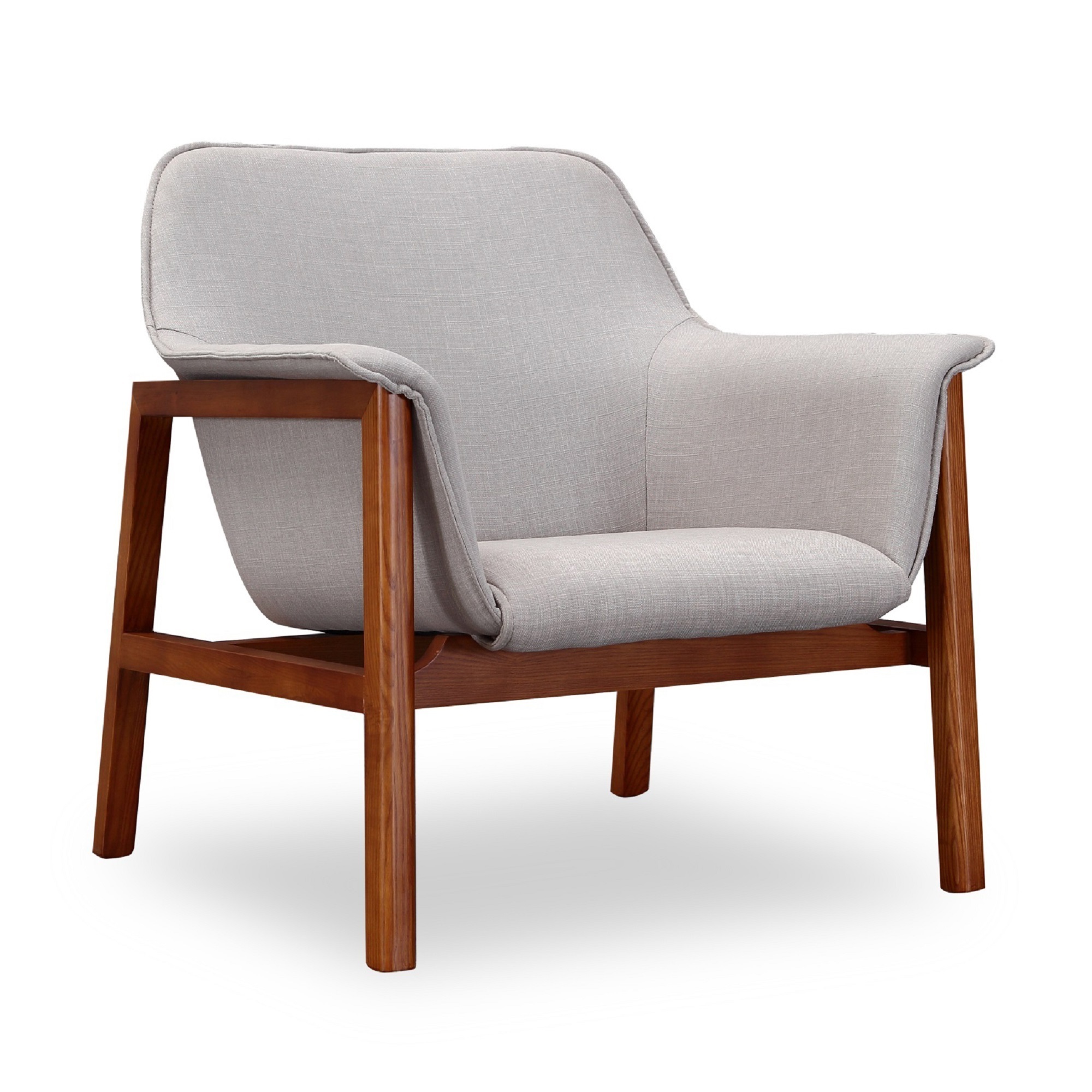 Manhattan Comfort, Miller Grey and Walnut Linen Weave Accent Chair, Primary Color Gray, Included (qty.) 1 Model# AC007